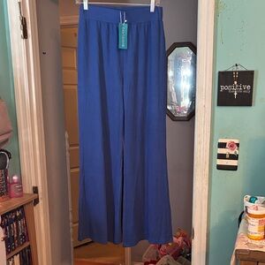 NWT Elegant Blue Wide-Leg Pants Size Large